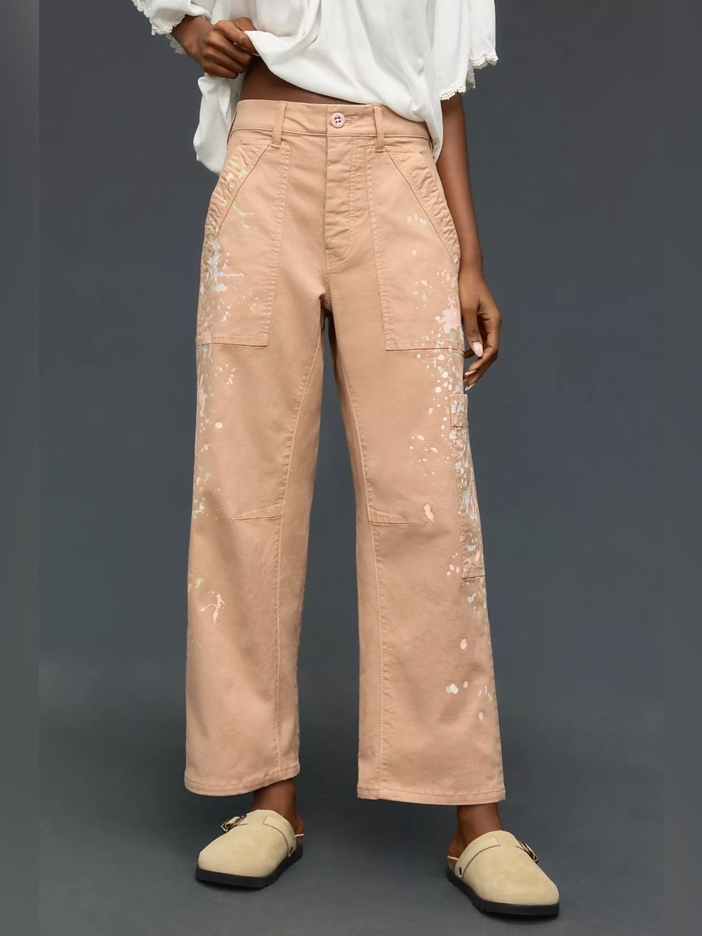 Pilcro Anthropologie Light Peach Orange Millie Low-Slung Barrel Pants - Picture 4 of 10